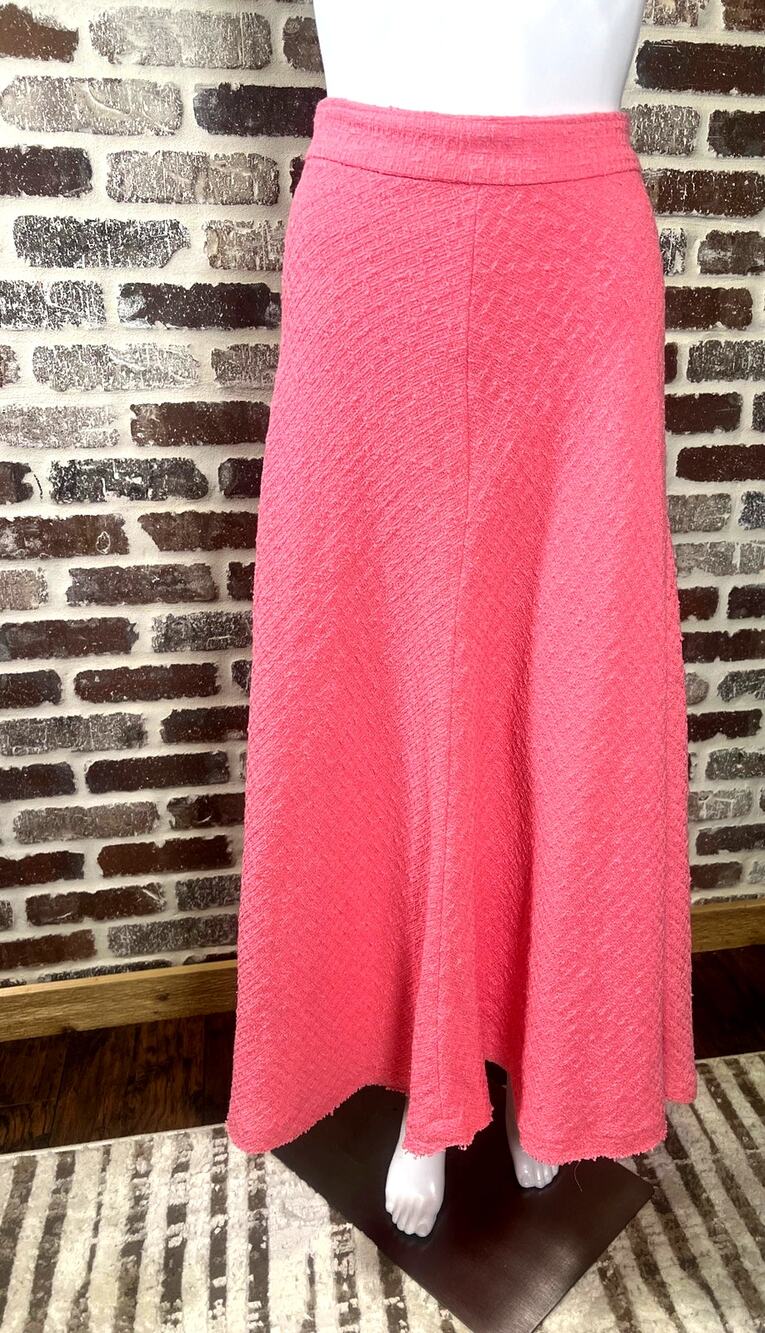 Zara NWT Barbicore Tweed A-Line Maxi Raw Hem Side Zip Skirt Women's Size L